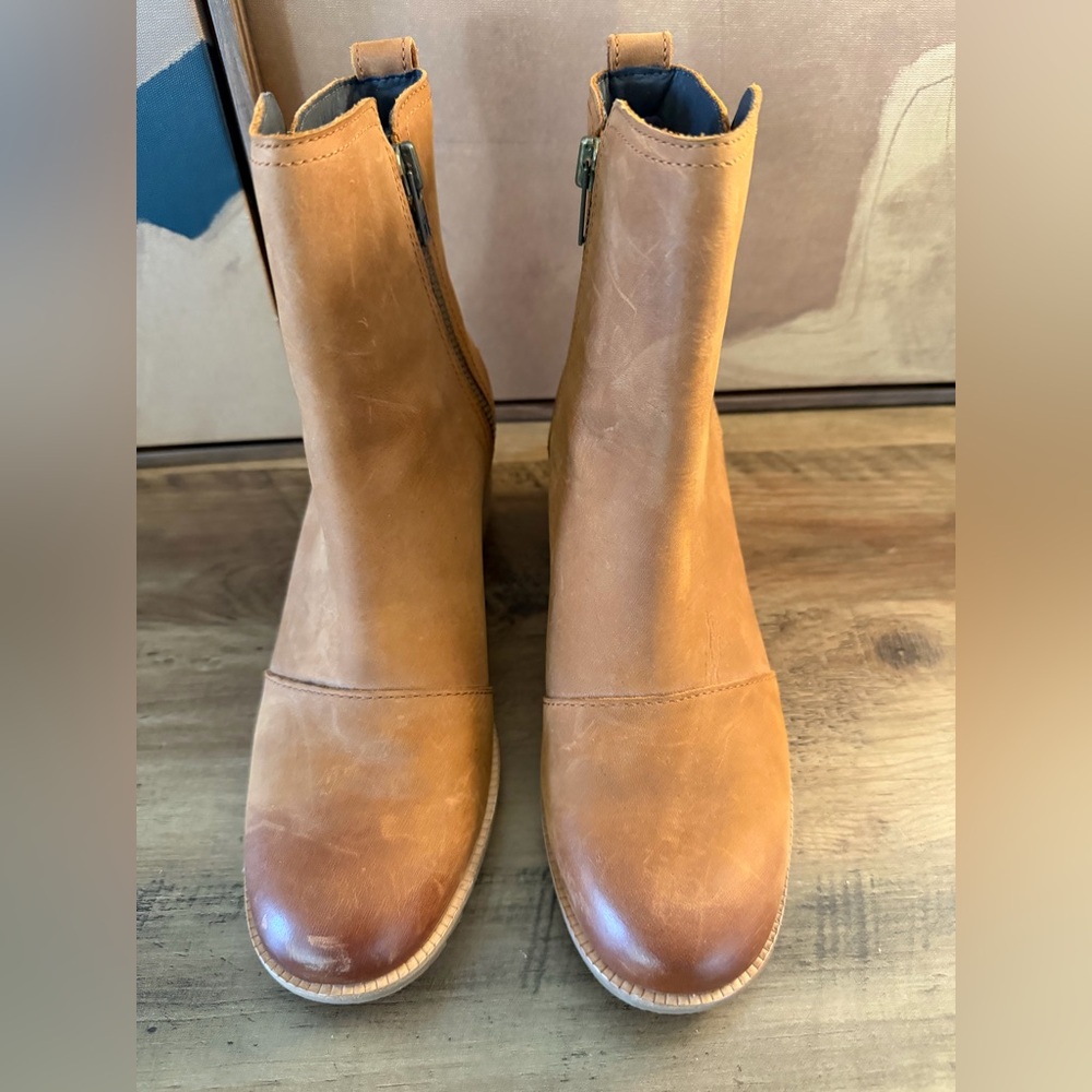 Sorel Leather Ankle Boots – Brown Block Heel Booties